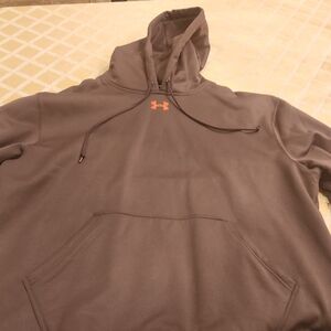 Under Armour Men's Brown Hoodie with Orange Accent